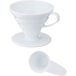 hario v60 02 coffee dripper ceramic white - sleek