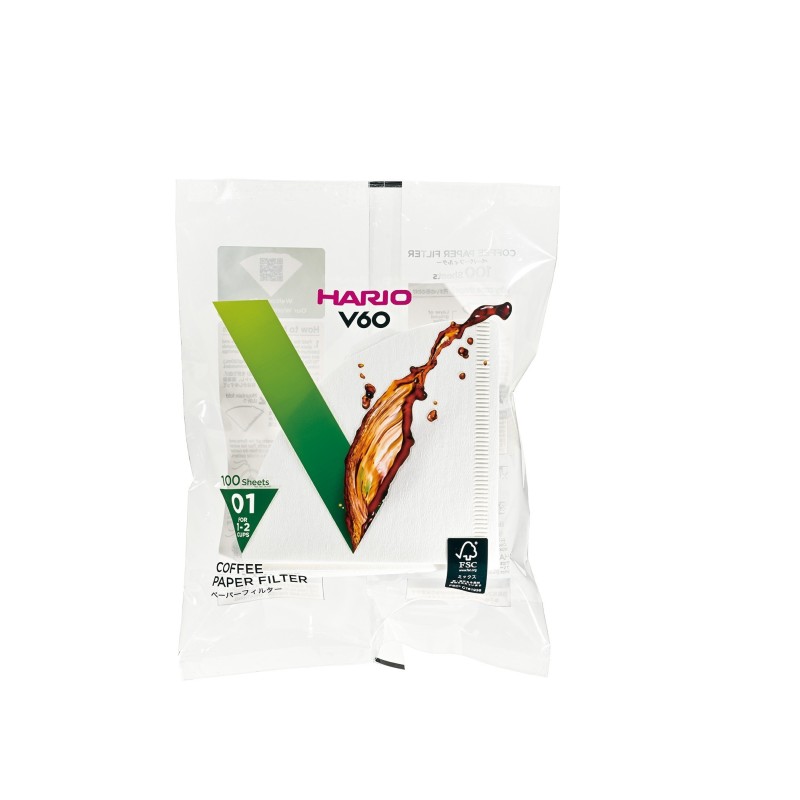 hario white paper filters for dripper 01 - 100 pcs