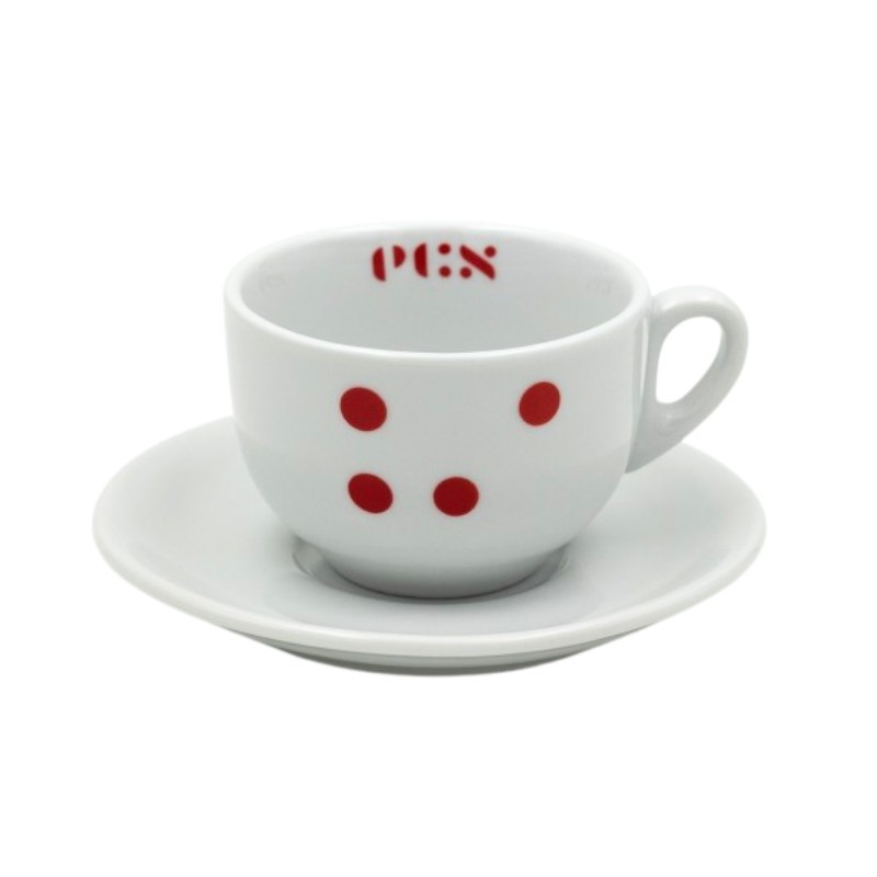 ecs cappuccino cup "dots" with saucer - set of 6
