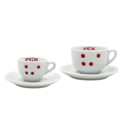 ecs cappuccino cup "dots" with saucer - set of 6