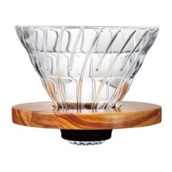 Hario v60 Glass Dripper 02, Olive Wood Holder